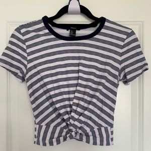 Navy and white crop top
